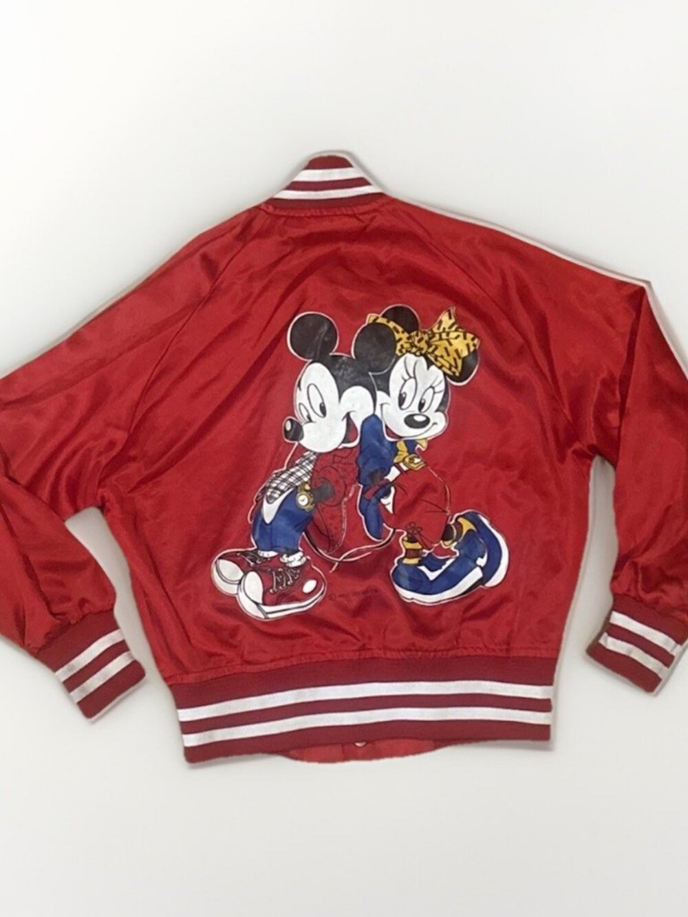 Vintage Walt Disney Mickey And Minnie Mouse Red Mesh Jacket Unisex Youth Kid 6-8